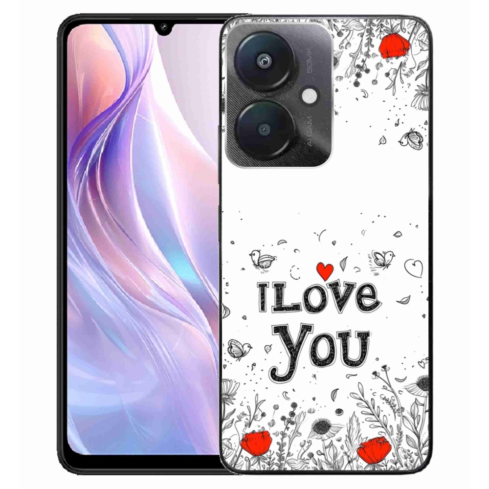 Gélový kryt mmCase na Xiaomi Redmi 13C 5G - I love you biele pozadie