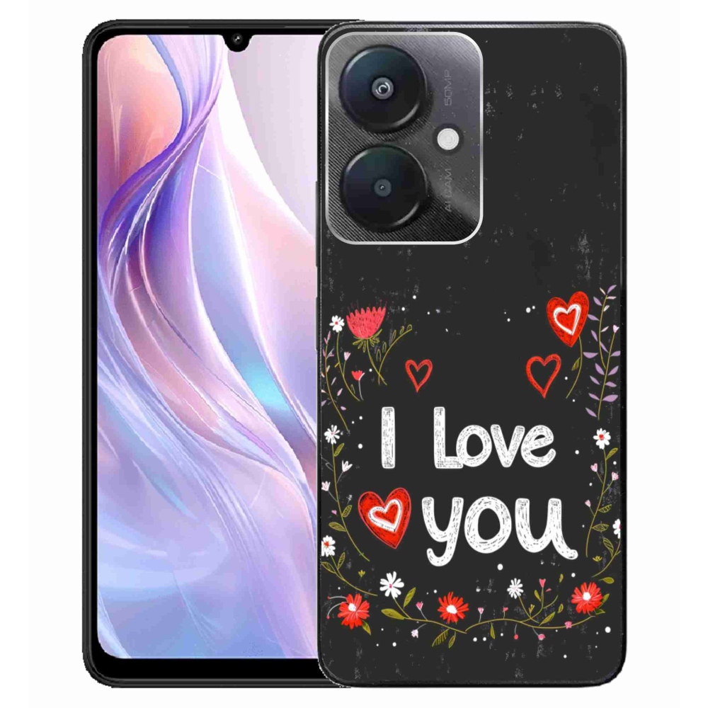 Gélový kryt mmCase na Xiaomi Redmi 13C 5G - I love you čierne pozadie