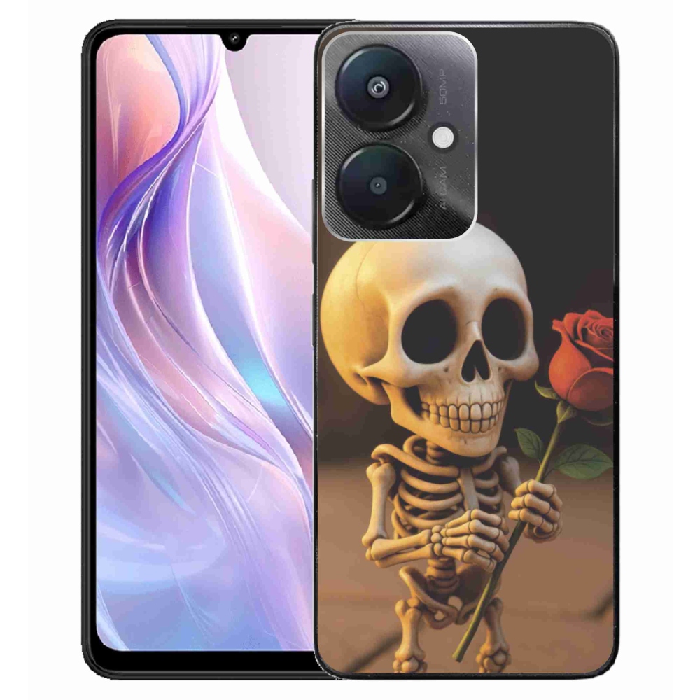 Gélový kryt mmCase na Xiaomi Redmi 13C 5G - kostlivec s ružou