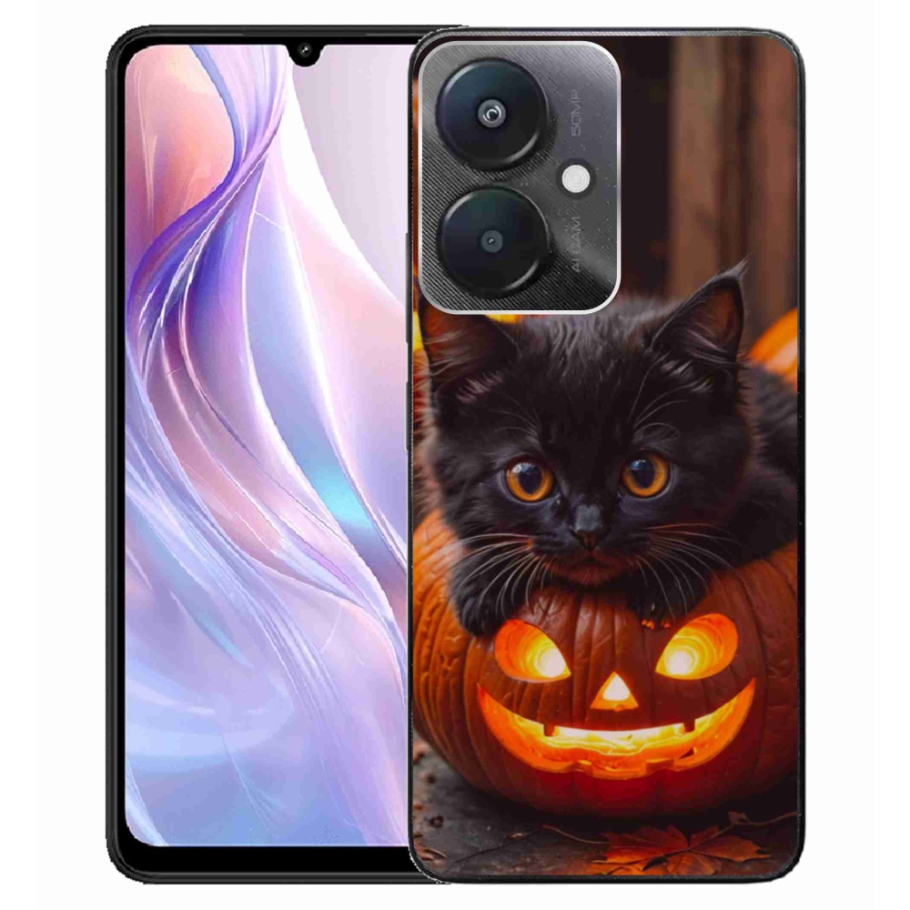 Gélový kryt mmCase na Xiaomi Redmi 13C 5G - mačiatko a tekvica