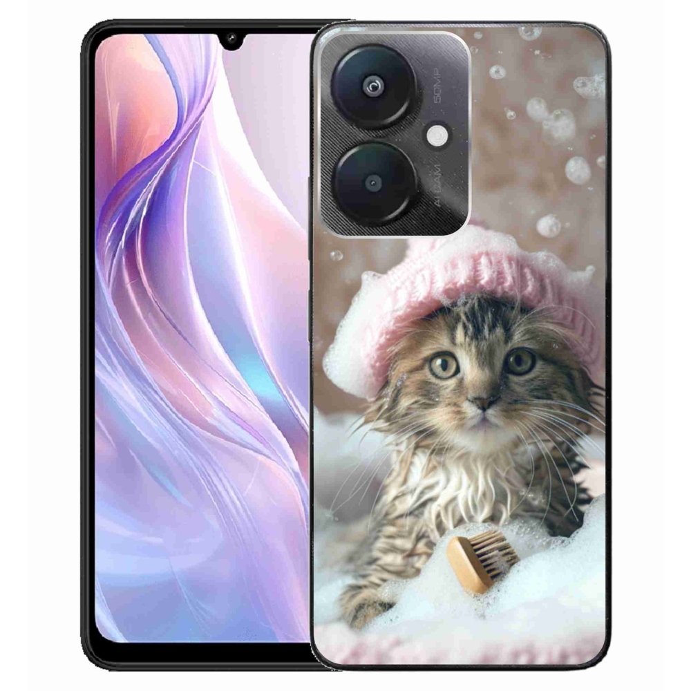 Gélový kryt mmCase na Xiaomi Redmi 13C 5G - mačiatko a kúpeľ