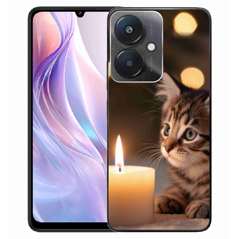Gélový kryt mmCase na Xiaomi Redmi 13C 5G - mačiatko a sviečka