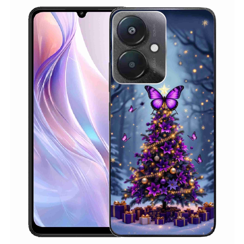 Gélový kryt mmCase na Xiaomi Redmi 13C 5G - motýlí vianočný stromček