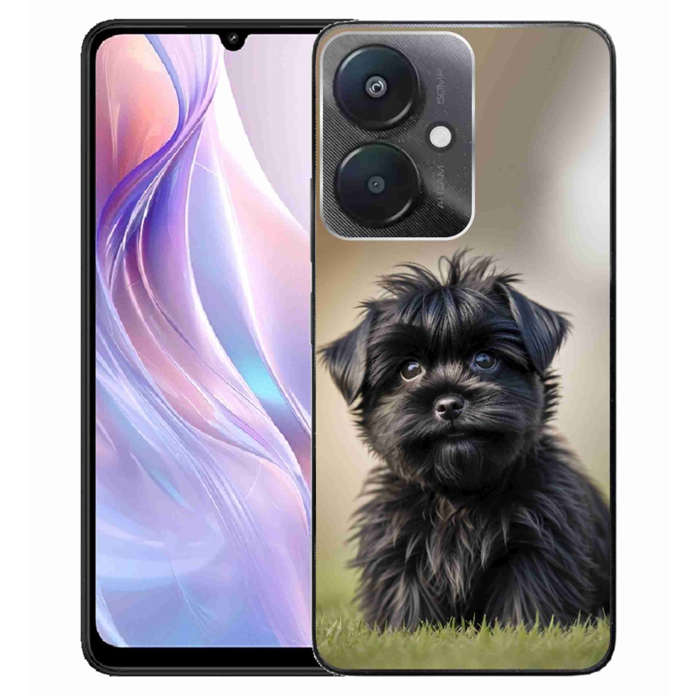 Gélový kryt mmCase na Xiaomi Redmi 13C 5G - roztomilý čierny psík