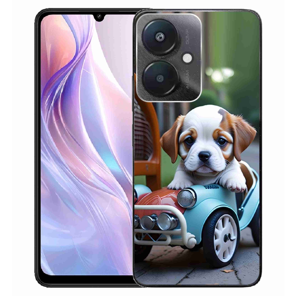 Gélový kryt mmCase na Xiaomi Redmi 13C 5G - šteňa v retro aute