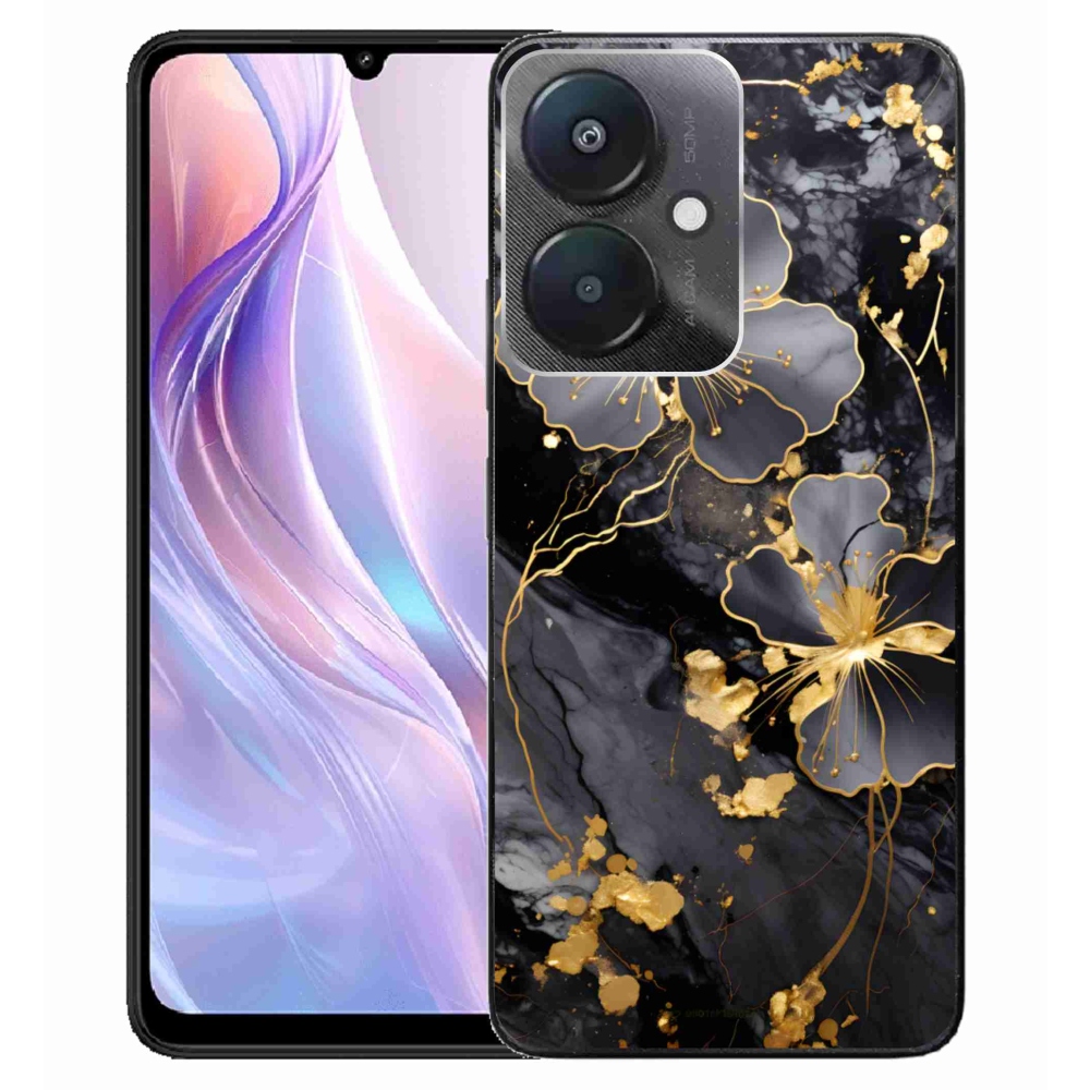 Gélový kryt mmCase na Xiaomi Redmi 13C 5G - zlaté kvety