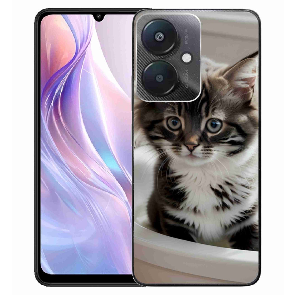 Gélový kryt mmCase na Xiaomi Redmi 13C 5G - zvedavé mačiatko