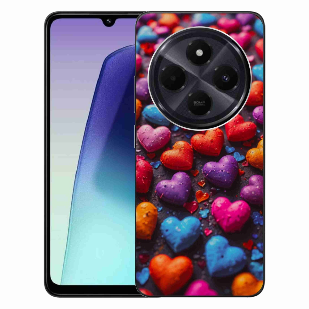 Gélový kryt mmCase na Xiaomi Redmi 14C/Poco C75 - farebné srdcia