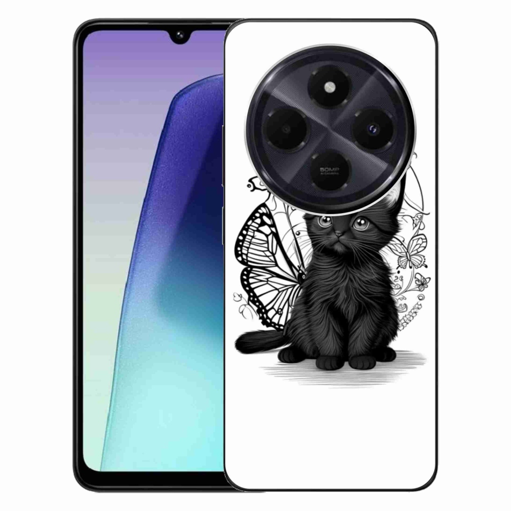 Gélový kryt mmCase na Xiaomi Redmi 14C/Poco C75 - čierne mačiatko