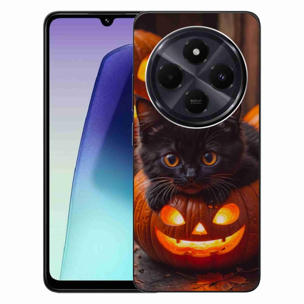 Gélový kryt mmCase na Xiaomi Redmi 14C/Poco C75 - mačiatko a tekvica