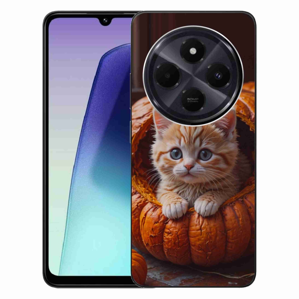 Gélový kryt mmCase na Xiaomi Redmi 14C/Poco C75 - mačiatko a tekvica 2
