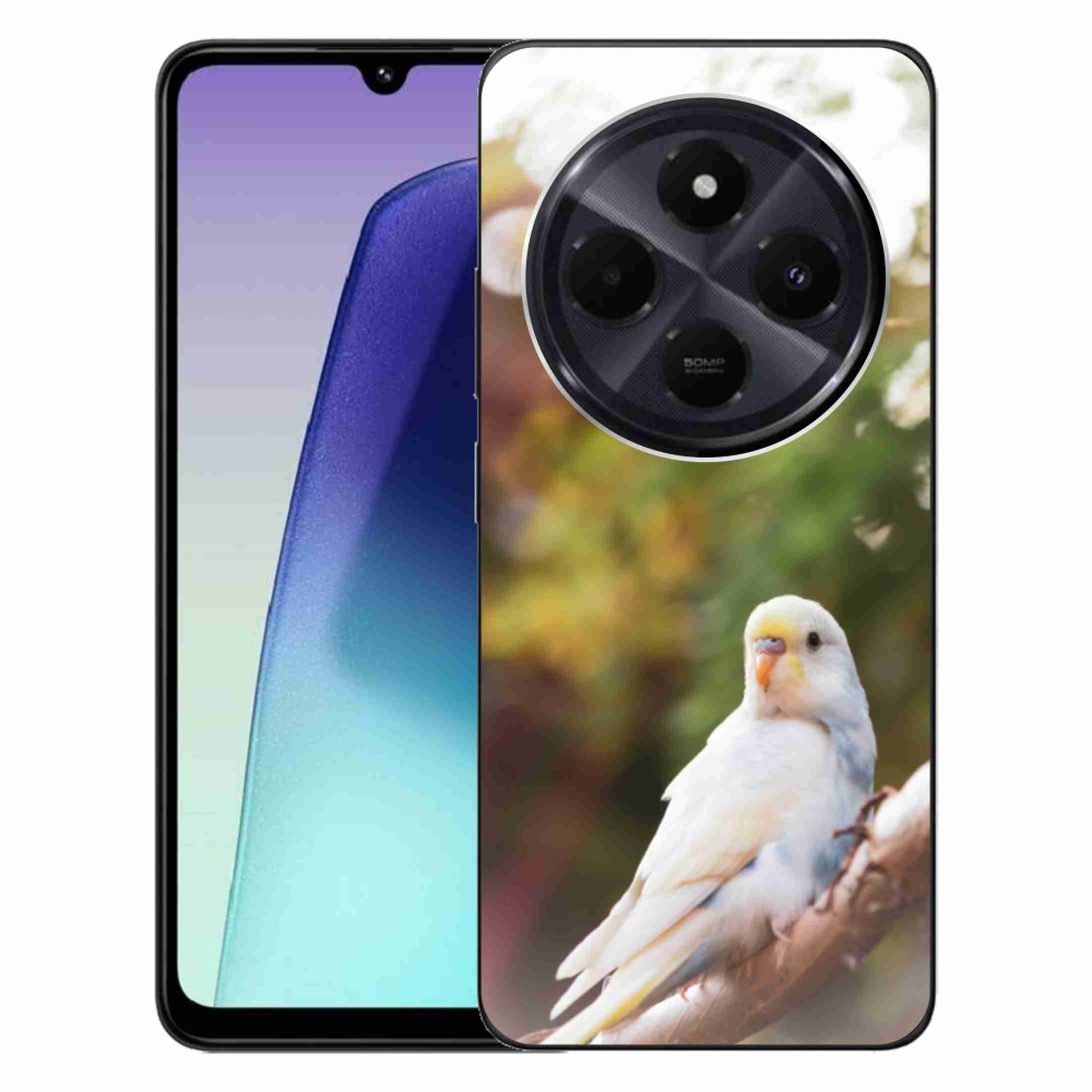 Gélový kryt mmCase na Xiaomi Redmi 14C/Poco C75 - papagáj andulka biela