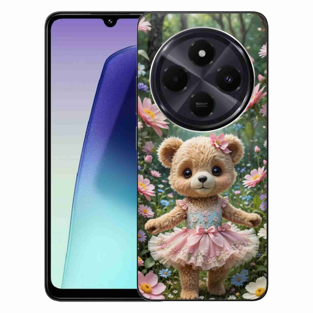 Gélový kryt mmCase na Xiaomi Redmi 14C/Poco C75 - roztomilý medvedík v kvetoch