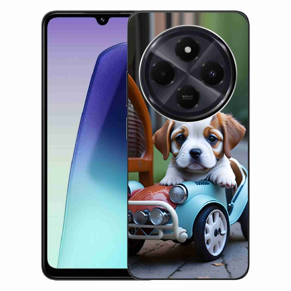 Gélový kryt mmCase na Xiaomi Redmi 14C/Poco C75 - šteňa v retro aute