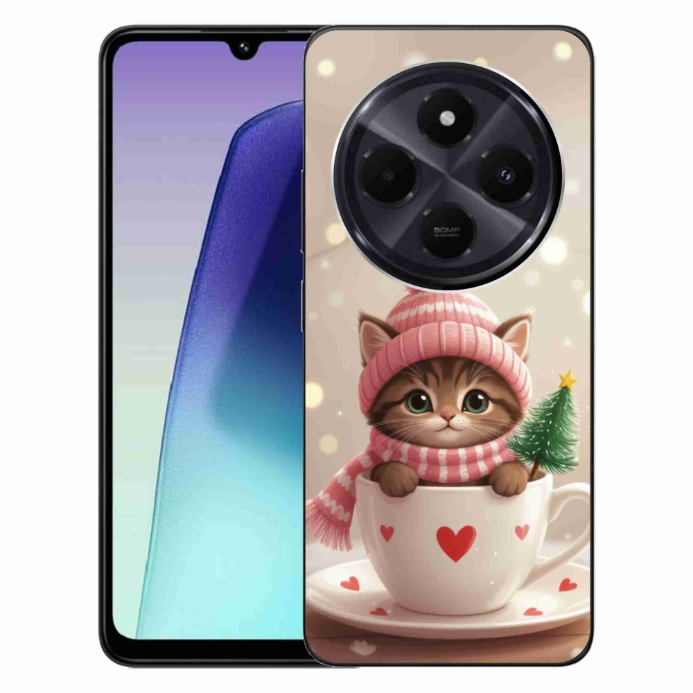 Gélový kryt mmCase na Xiaomi Redmi 14C/Poco C75 - vianočné mačiatko v hrnčeku