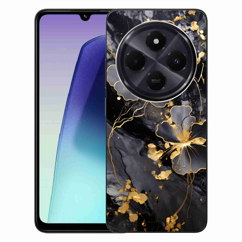 Gélový kryt mmCase na Xiaomi Redmi 14C/Poco C75 - zlaté kvety