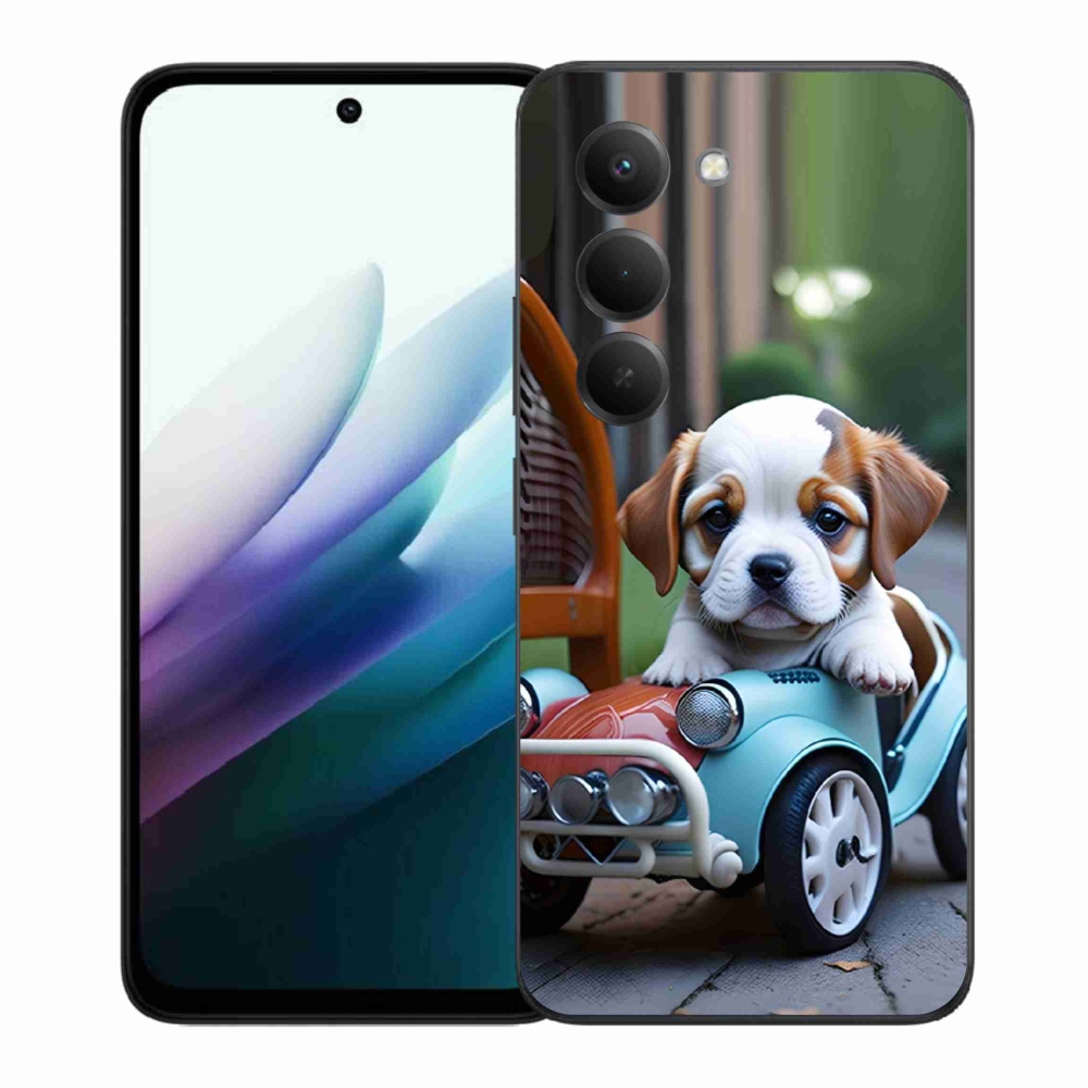 Gélový kryt mmCase na Xiaomi Redmi 15 4G/5G 171 mm - šteňa v retro aute