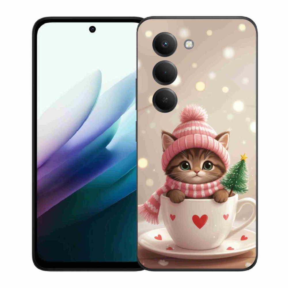 Gélový kryt mmCase na Xiaomi Redmi 15 4G/5G 171 mm - vianočné mačiatko v hrnčeku