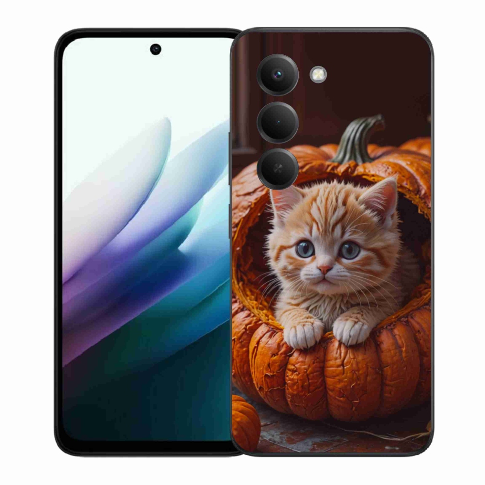 Gélový kryt mmCase na Xiaomi Redmi 15 4G/5G 171mm - mačiatko a tekvica 2