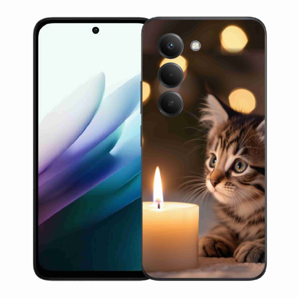 Gélový kryt mmCase na Xiaomi Redmi 15 4G/5G 171mm - mačiatko a sviečka