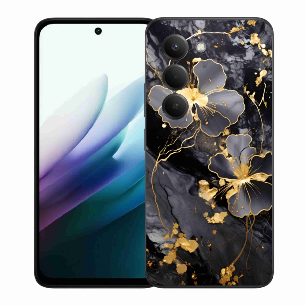 Gélový kryt mmCase na Xiaomi Redmi 15 4G/5G 171mm - zlaté kvety