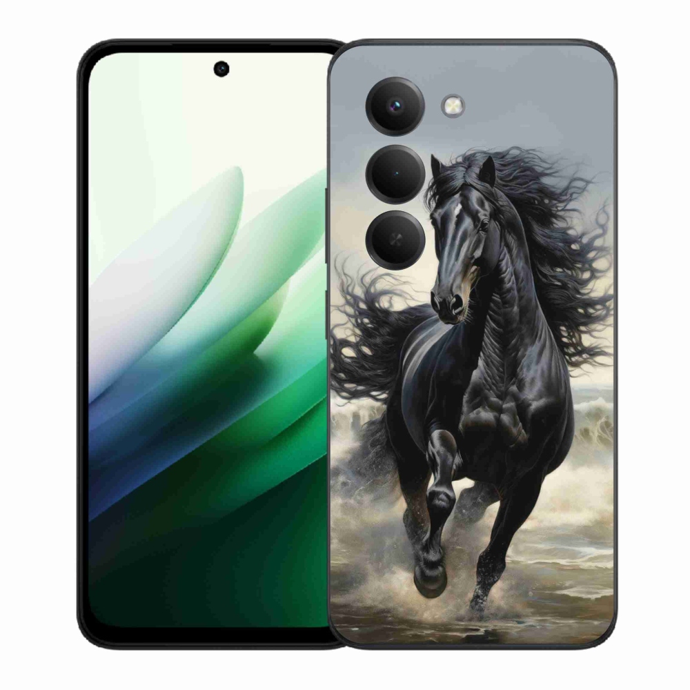 Gélový kryt mmCase na Xiaomi Redmi 15 5G 169mm - bežiaci čierny kôň