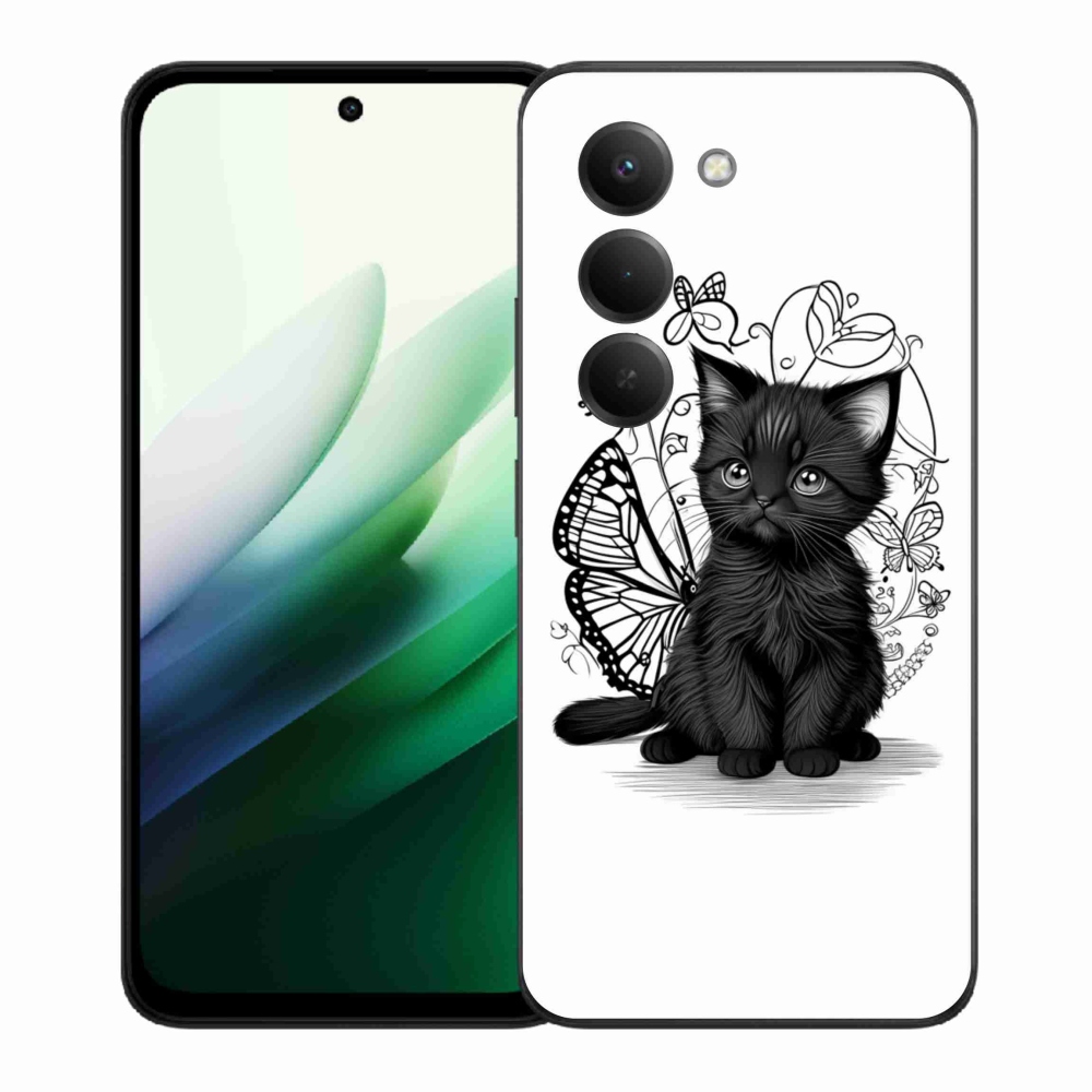 Gélový kryt mmCase na Xiaomi Redmi 15 5G (169mm) - čierne mačiatko