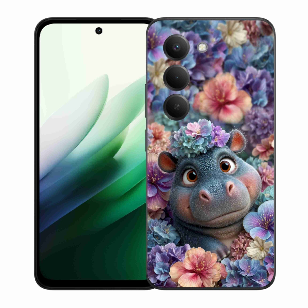 Gélový kryt mmCase na Xiaomi Redmi 15 5G 169mm - hrošík v kvetoch