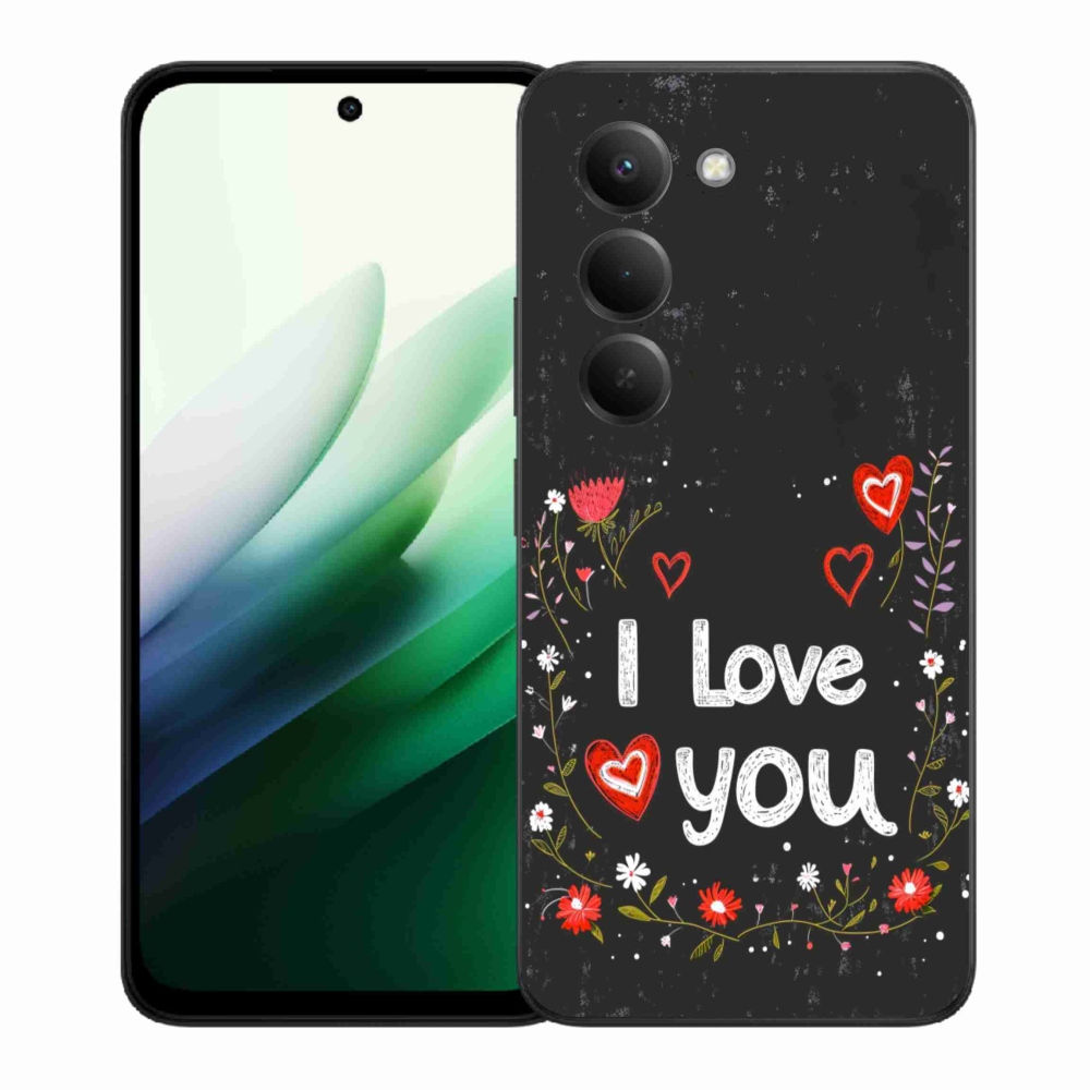 Gélový kryt mmCase na Xiaomi Redmi 15 5G (169mm) - I love you čierne pozadie