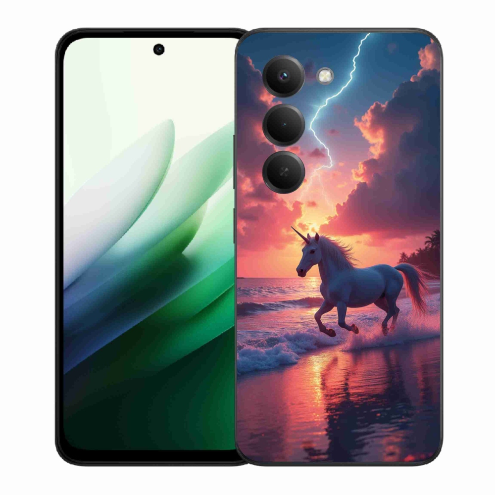 Gélový kryt mmCase na Xiaomi Redmi 15 5G (169mm) - jednorožec na pláži