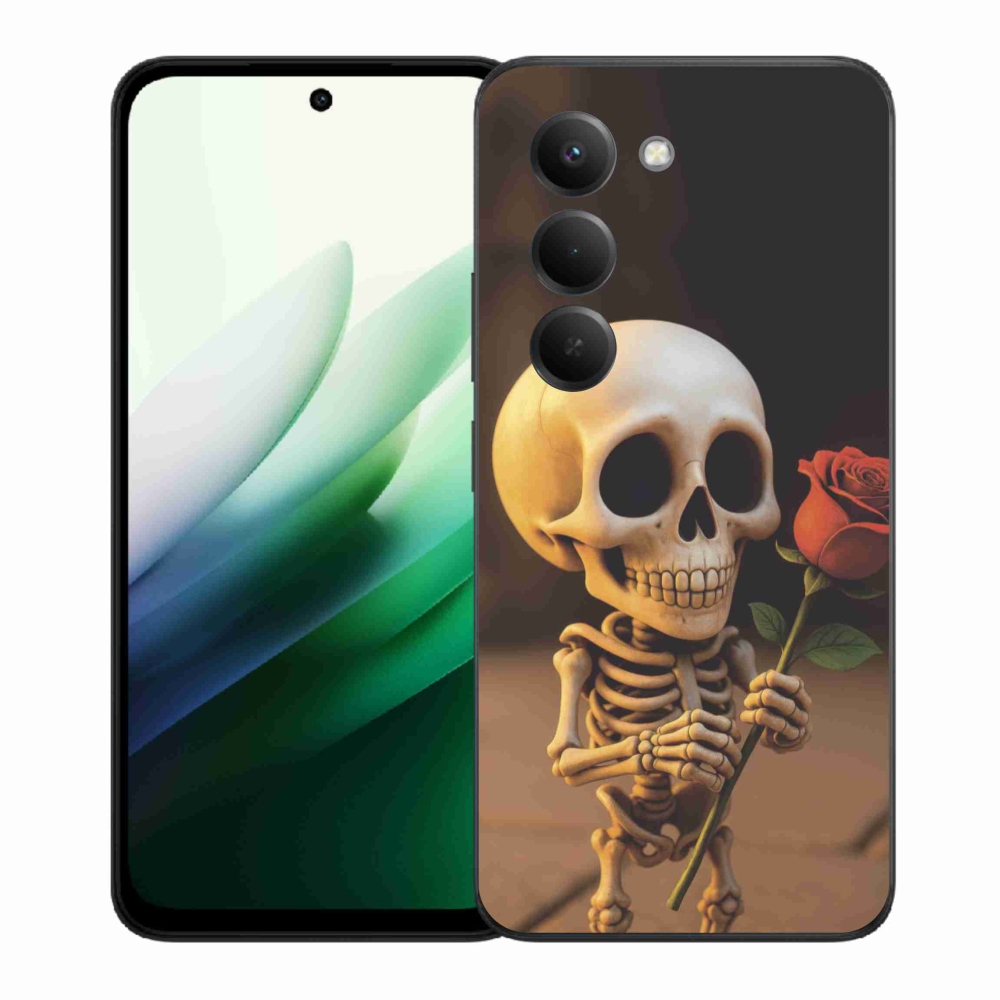 Gélový kryt mmCase na Xiaomi Redmi 15 5G (169mm) - kostlivec s ružou