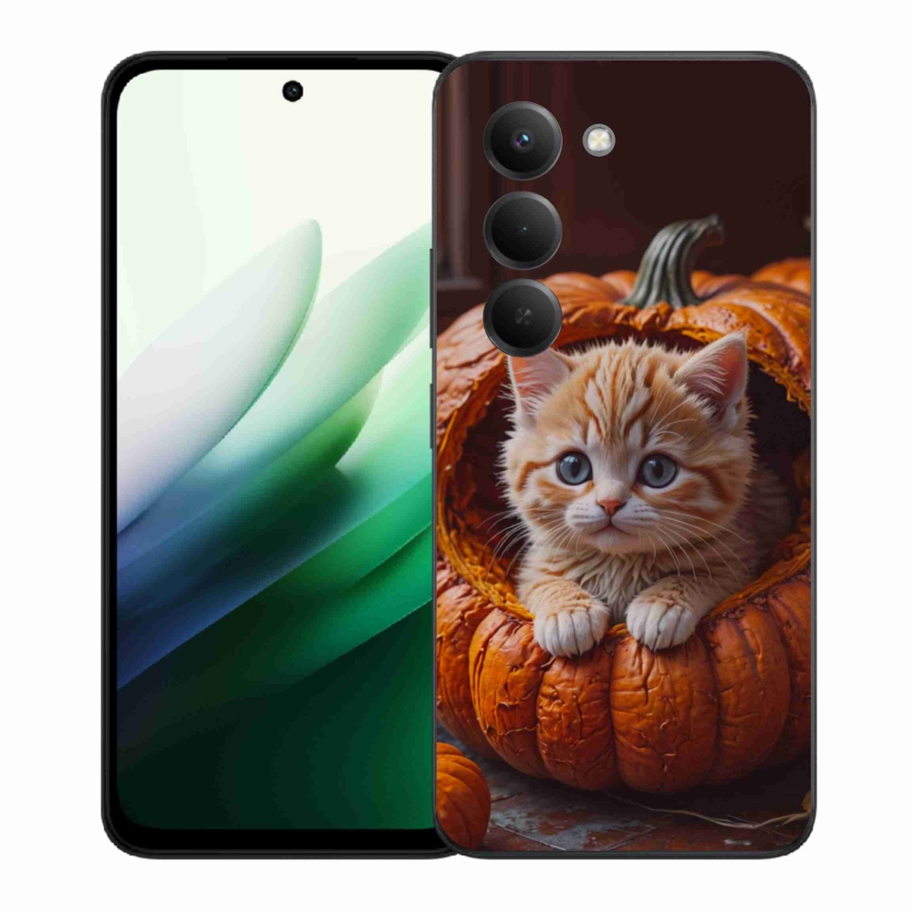 Gélový kryt mmCase na Xiaomi Redmi 15 5G (169mm) - mačiatko a tekvica 2