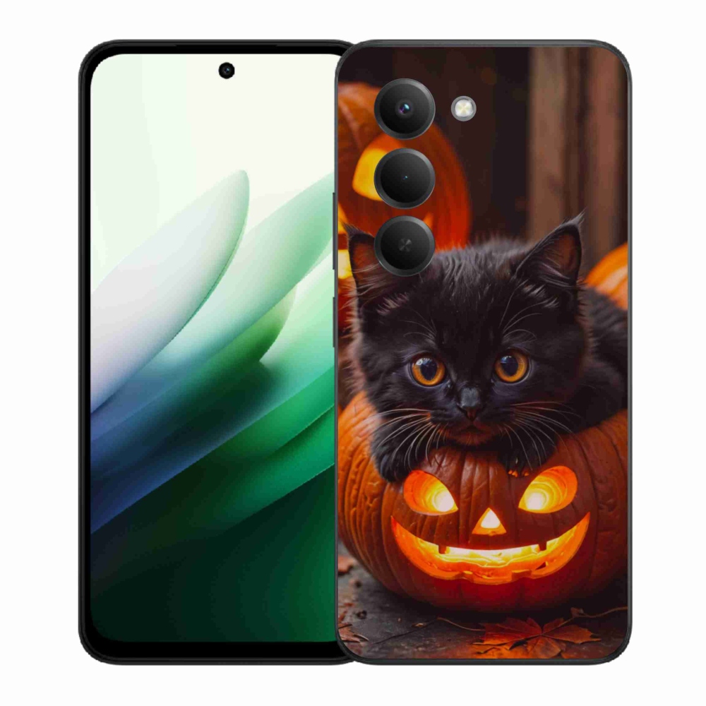 Gélový kryt mmCase na Xiaomi Redmi 15 5G (169mm) - mačiatko a tekvica