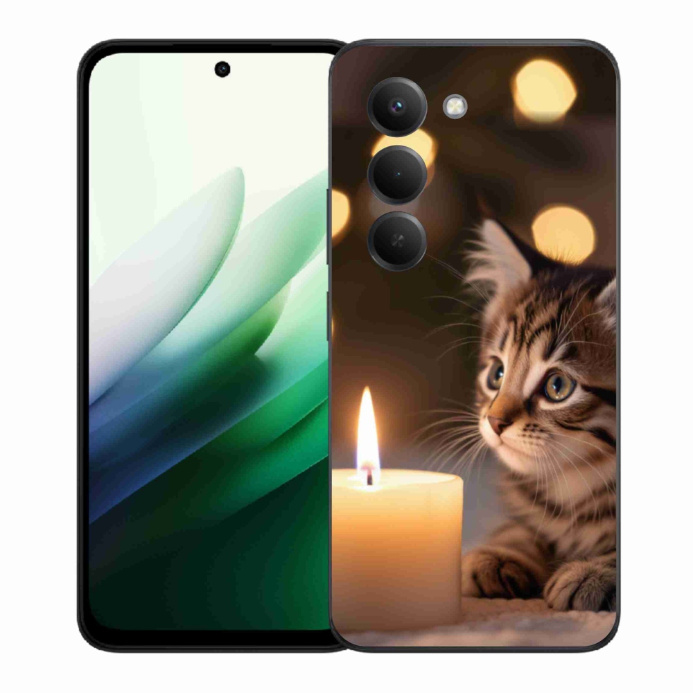 Gélový kryt mmCase na Xiaomi Redmi 15 5G (169mm) - mačiatko a sviečka