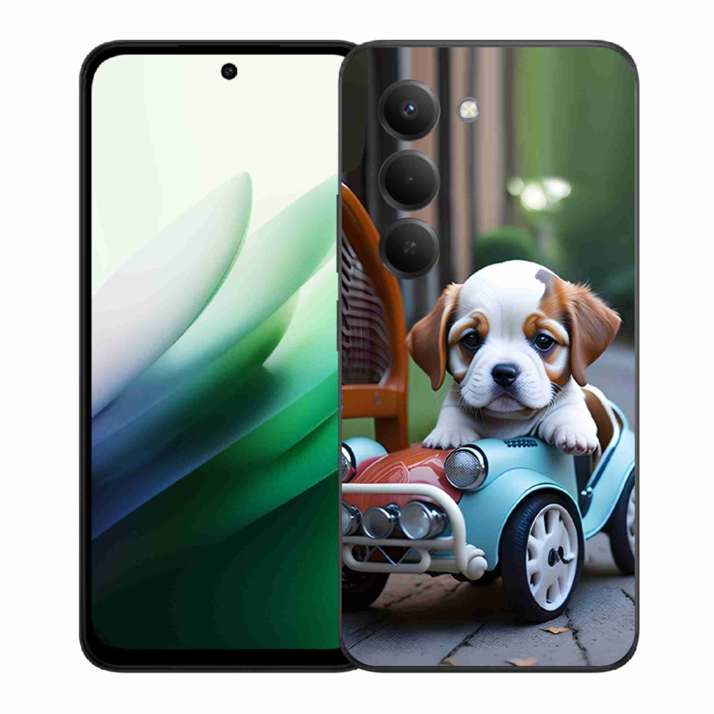 Gélový kryt mmCase na Xiaomi Redmi 15 5G 169mm - šteňa v retro aute