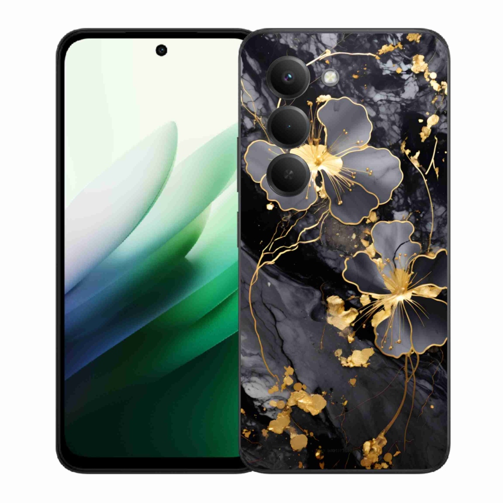 Gélový kryt mmCase na Xiaomi Redmi 15 5G (169mm) - zlaté kvety