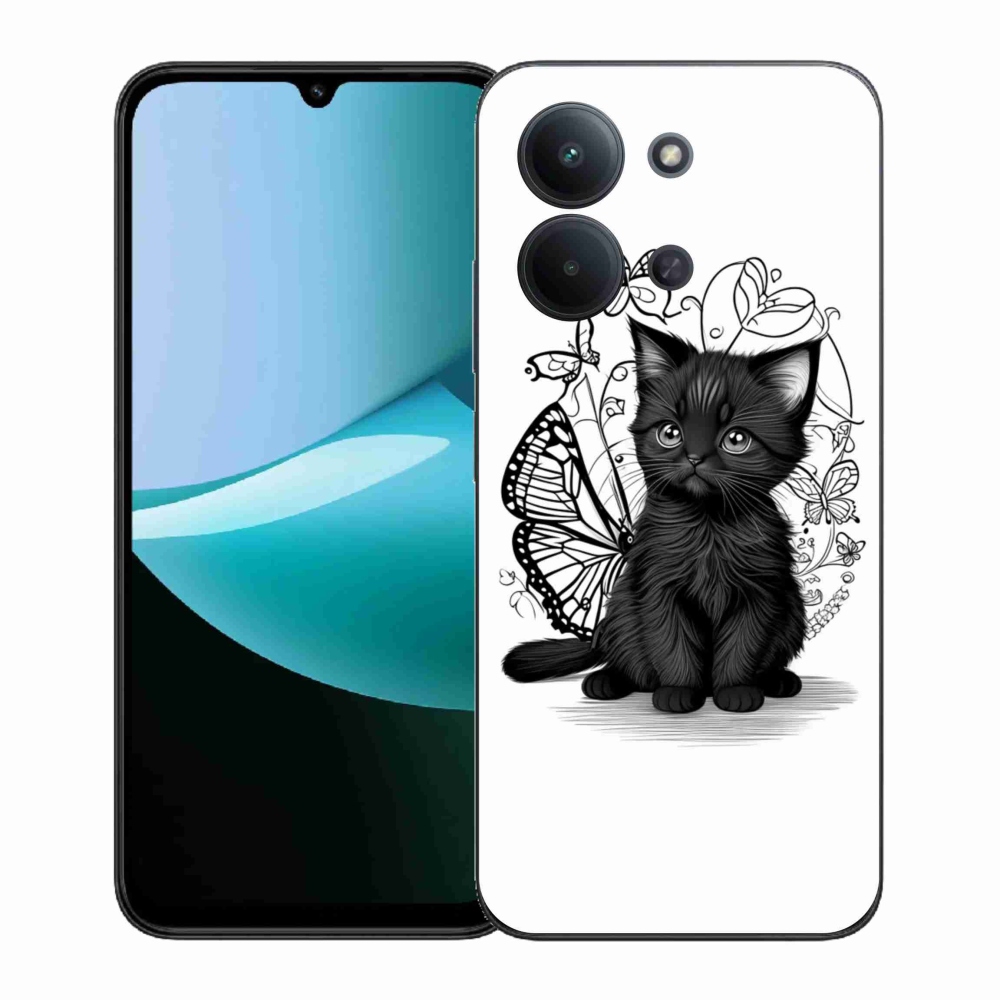 Gélový kryt mmCase na Xiaomi Redmi 15C (171mm) / Poco C85 4G (171mm) - čierne mačiatko