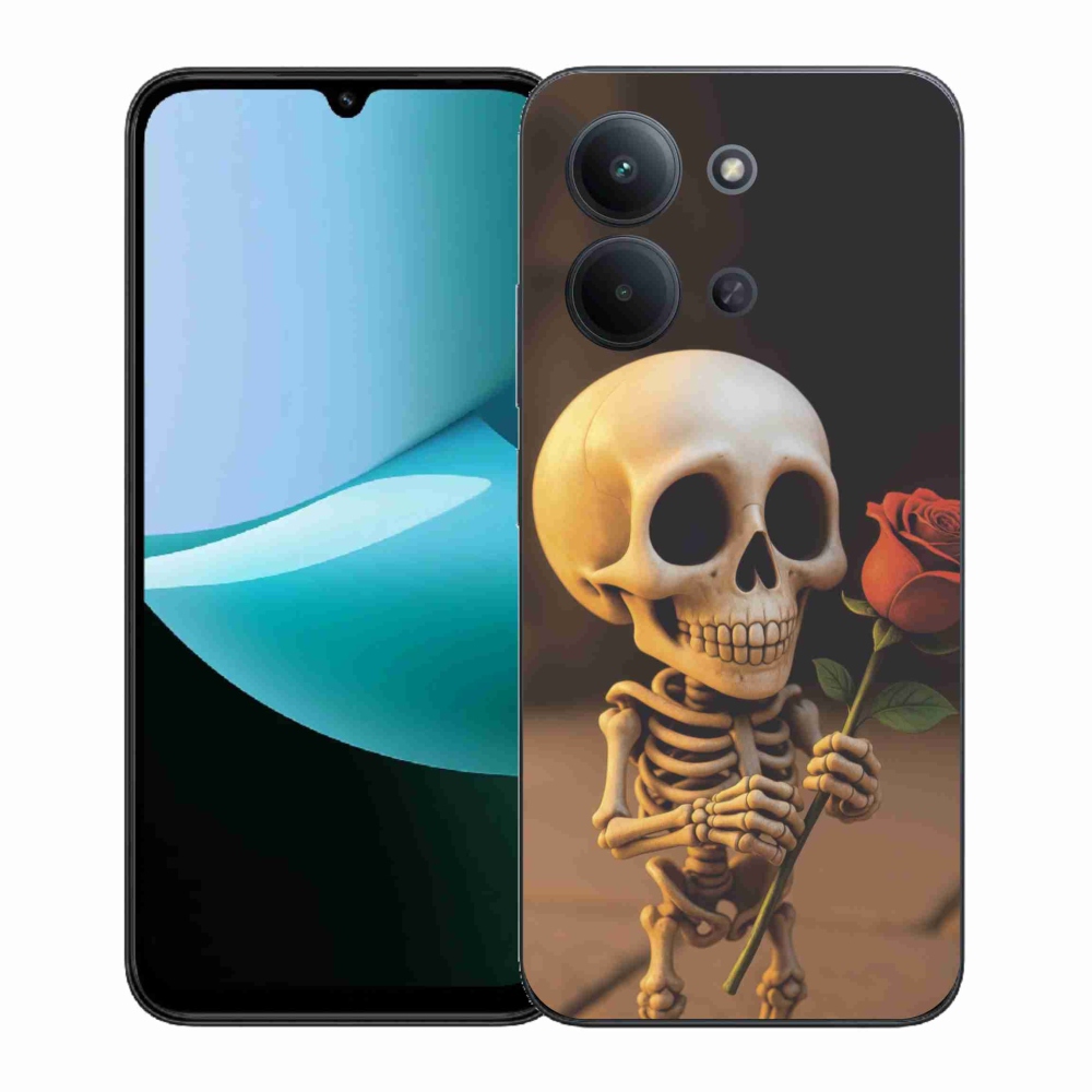 Gélový kryt mmCase na Xiaomi Redmi 15C (171mm) / Poco C85 4G (171mm) - kostlivec s ružou