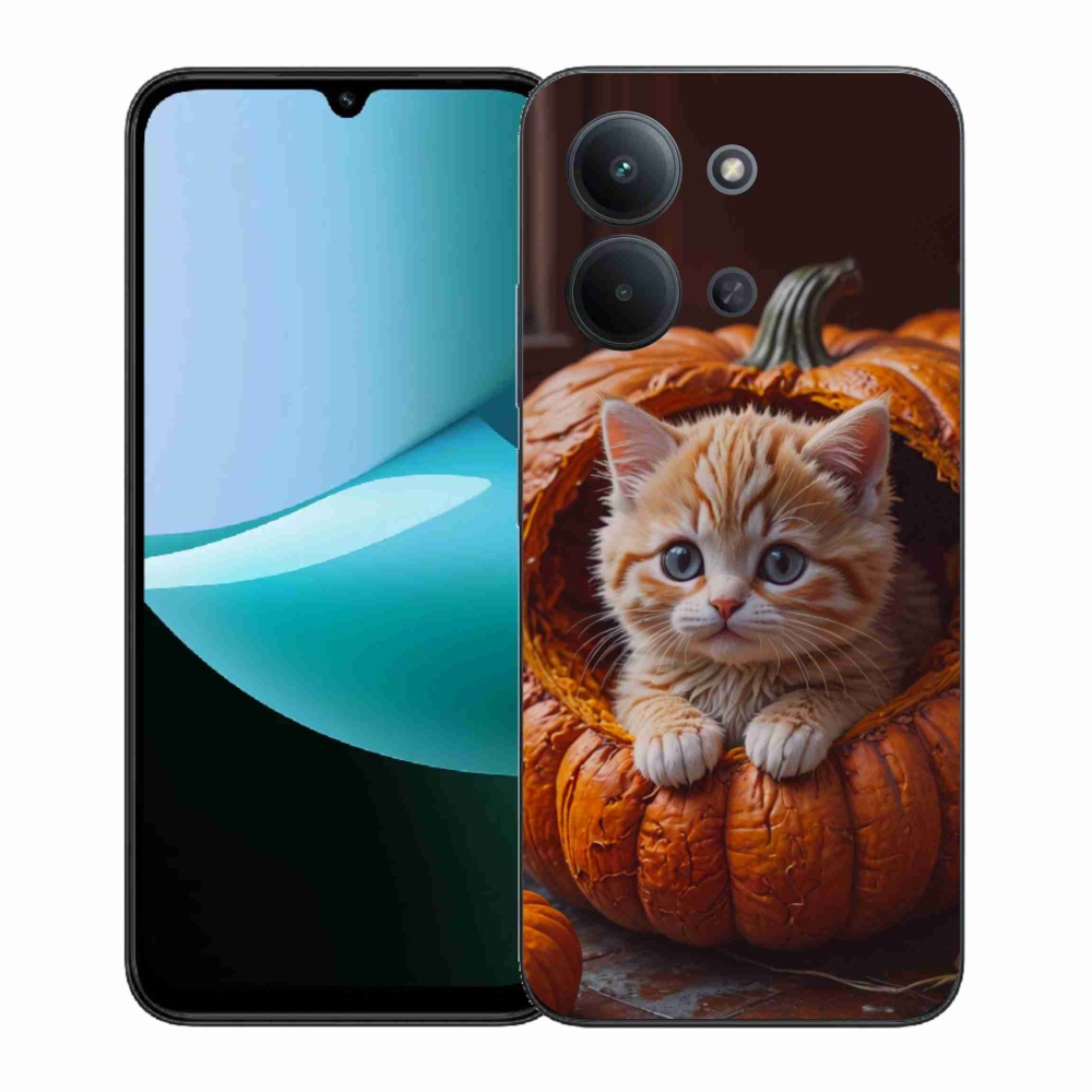 Gélový kryt mmCase na Xiaomi Redmi 15C (171mm) / Poco C85 4G (171mm) - mačiatko a tekvica 2