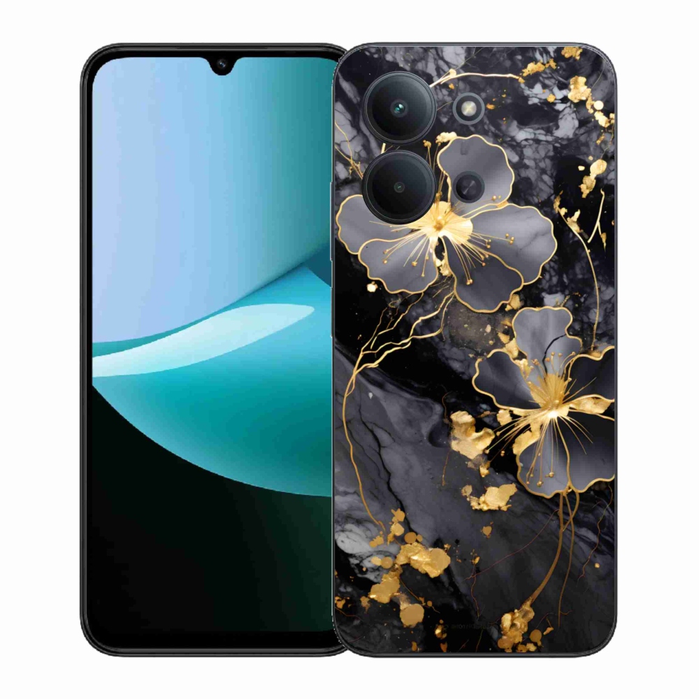 Gélový kryt mmCase na Xiaomi Redmi 15C (171mm) / Poco C85 4G (171mm) - zlaté kvety