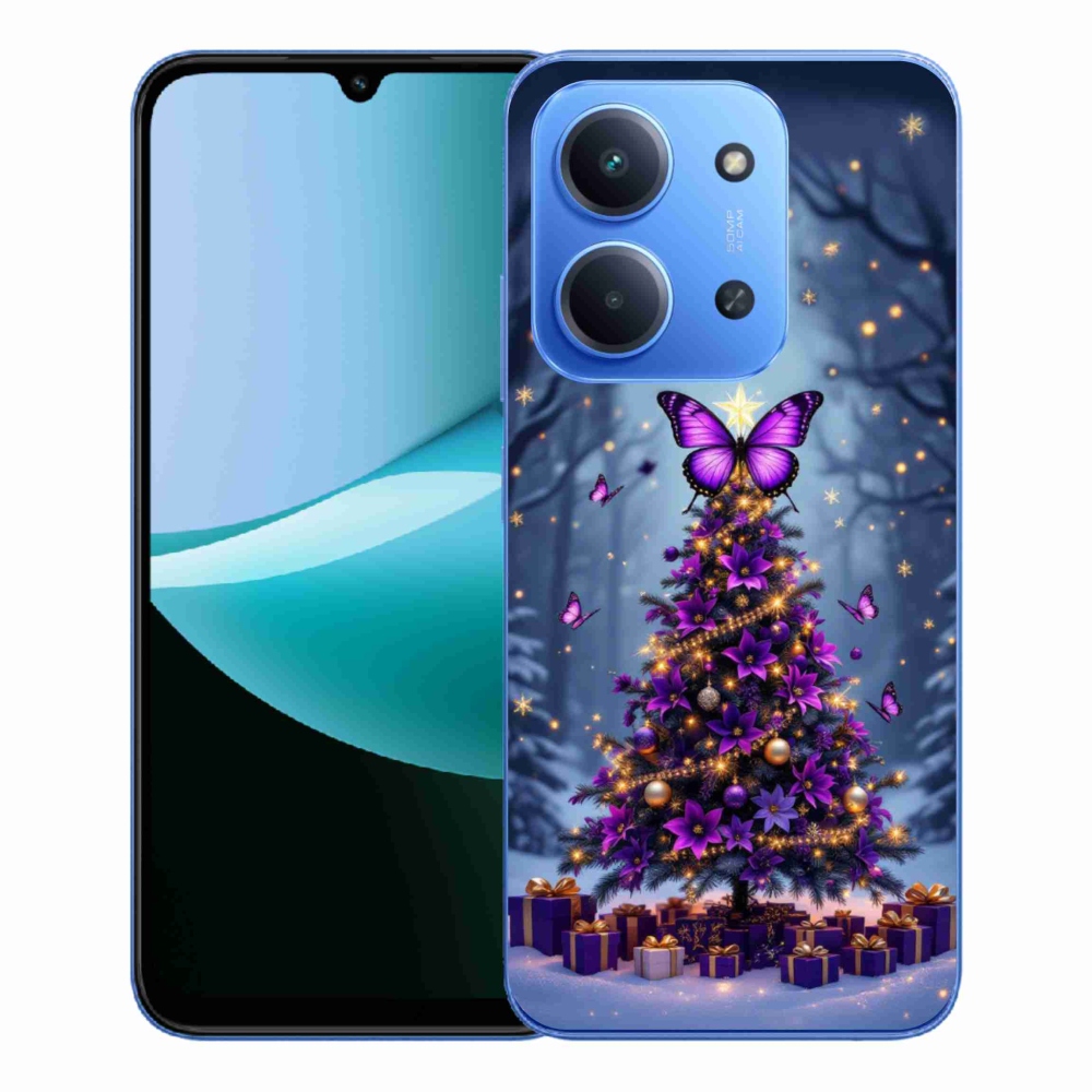 Gélový kryt mmCase na Xiaomi Redmi 15C 173mm - motýlí vianočný stromček