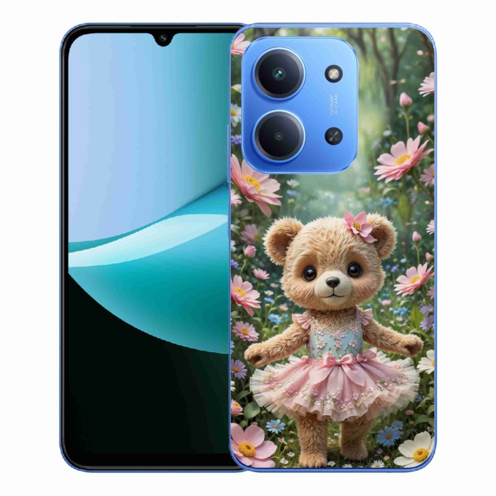 Gélový kryt mmCase na Xiaomi Redmi 15C 173mm - roztomilý medvedík v kvetoch