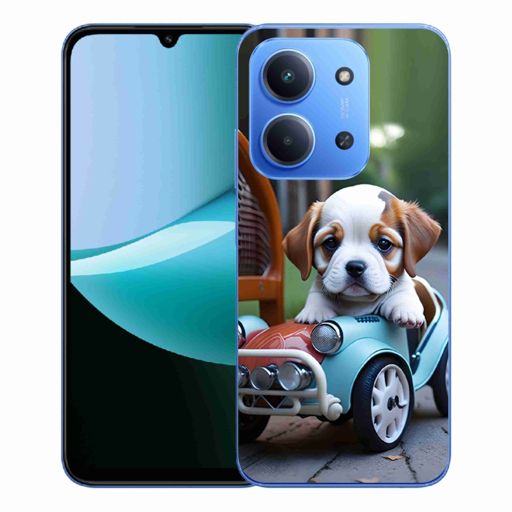 Gélový kryt mmCase na Xiaomi Redmi 15C 173mm - šteňa v retro aute