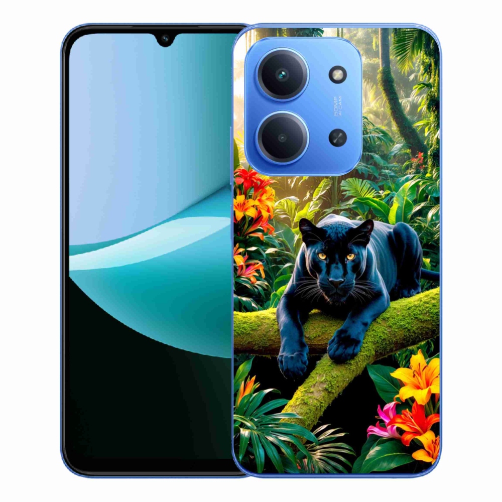 Gélový kryt mmCase na Xiaomi Redmi 15C 4G/5G (173mm) - čierny panter v džungli