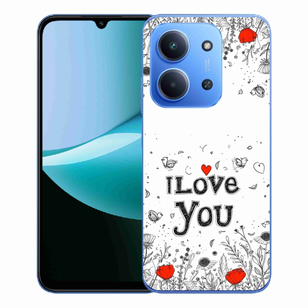 Gélový kryt mmCase na Xiaomi Redmi 15C 4G/5G (173mm) - I love you biele pozadie