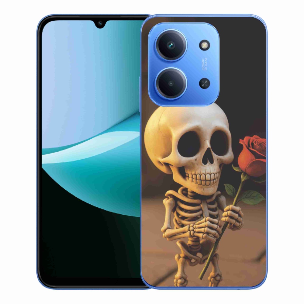 Gélový kryt mmCase na Xiaomi Redmi 15C 4G/5G (173mm) - kostlivec s ružou