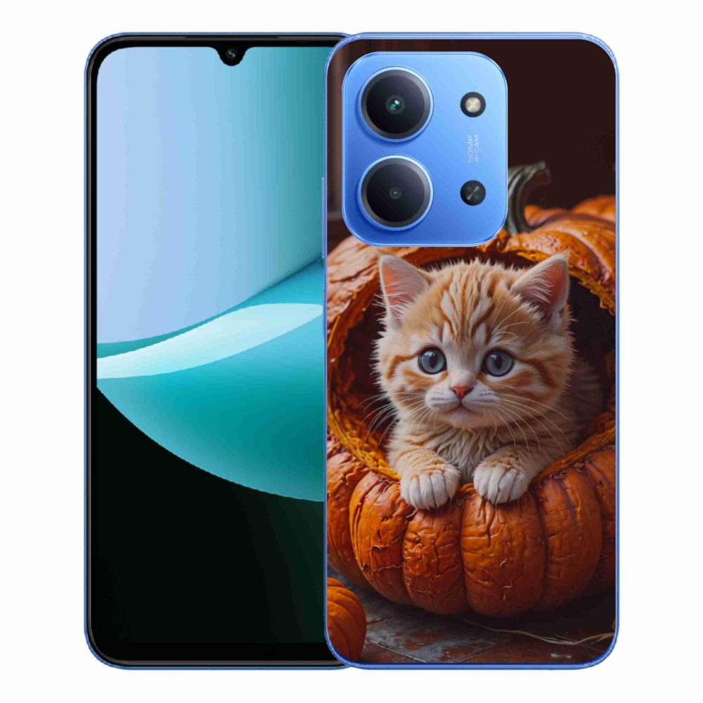 Gélový kryt mmCase na Xiaomi Redmi 15C 4G/5G (173mm) - mačiatko a tekvica 2