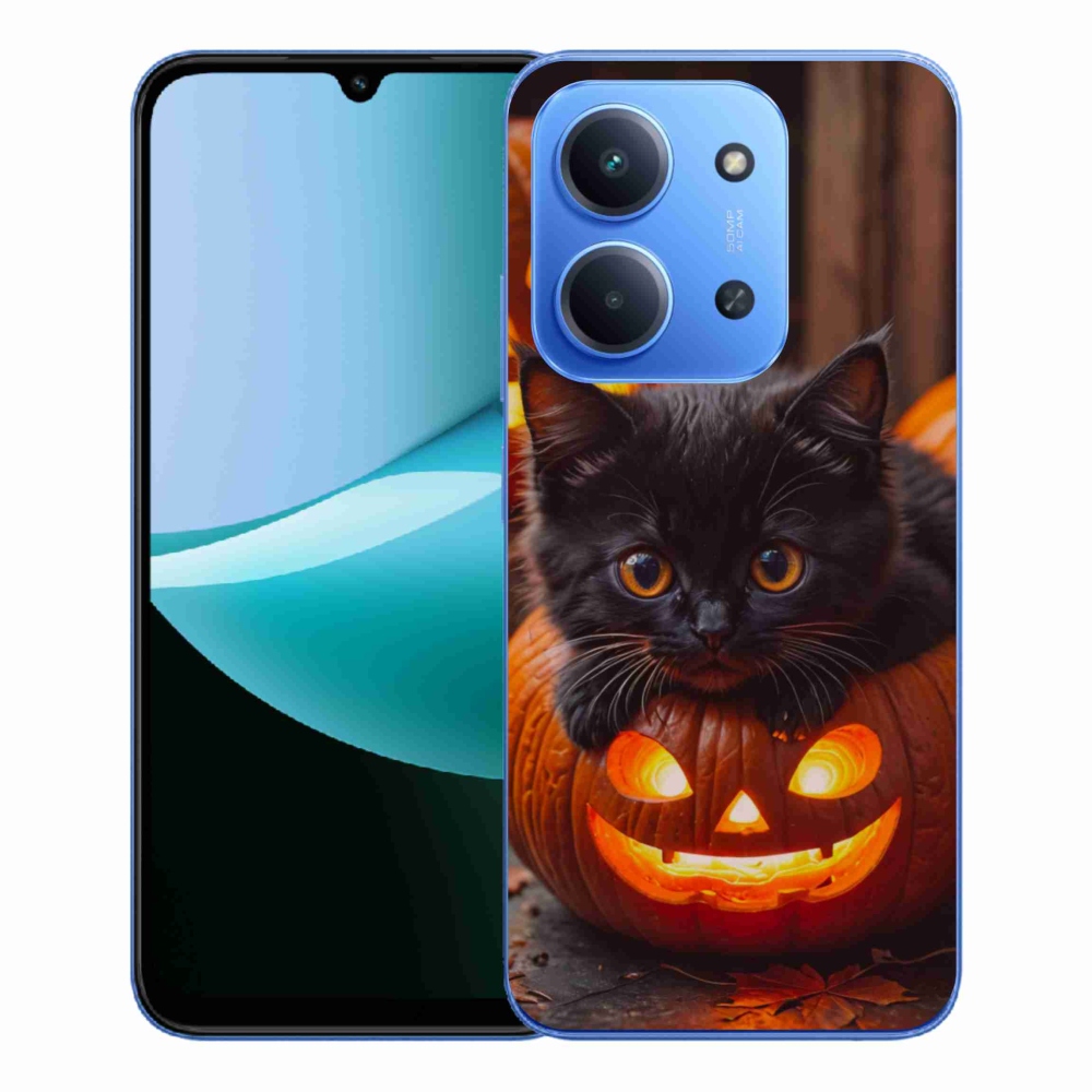 Gélový kryt mmCase na Xiaomi Redmi 15C 4G/5G (173mm) - mačiatko a tekvica