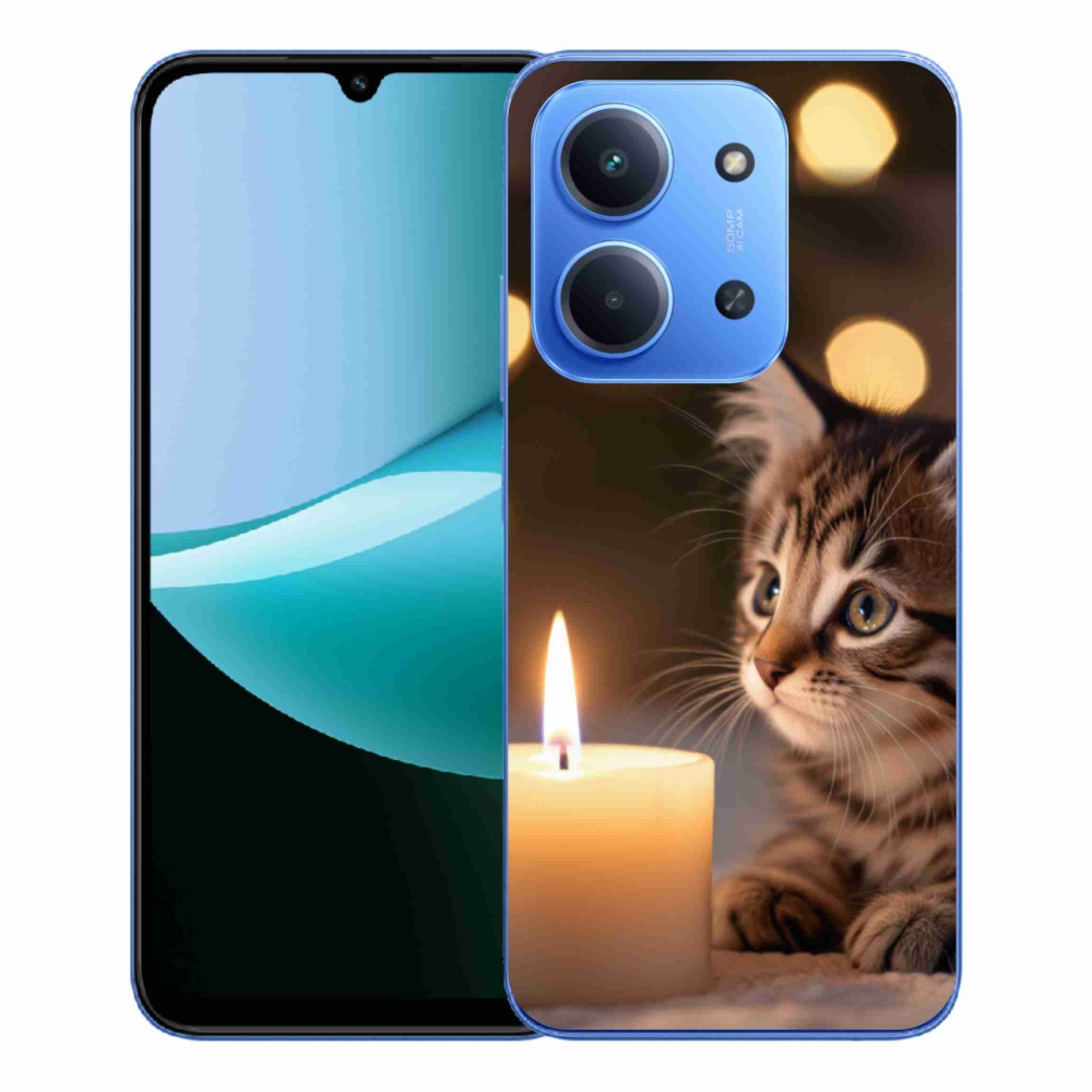 Gélový kryt mmCase na Xiaomi Redmi 15C 4G/5G (173mm) - mačiatko a sviečka