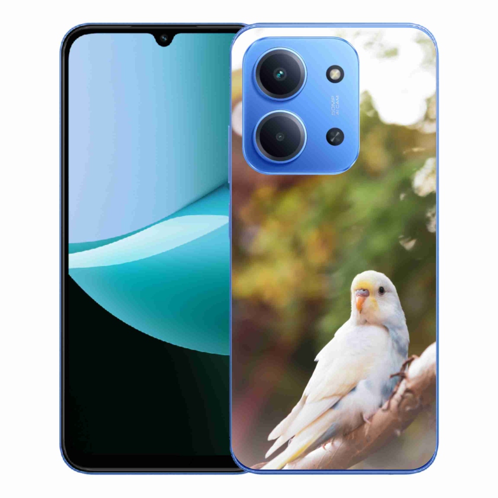 Gélový kryt mmCase na Xiaomi Redmi 15C 4G/5G (173mm) - papagáj andulka biela
